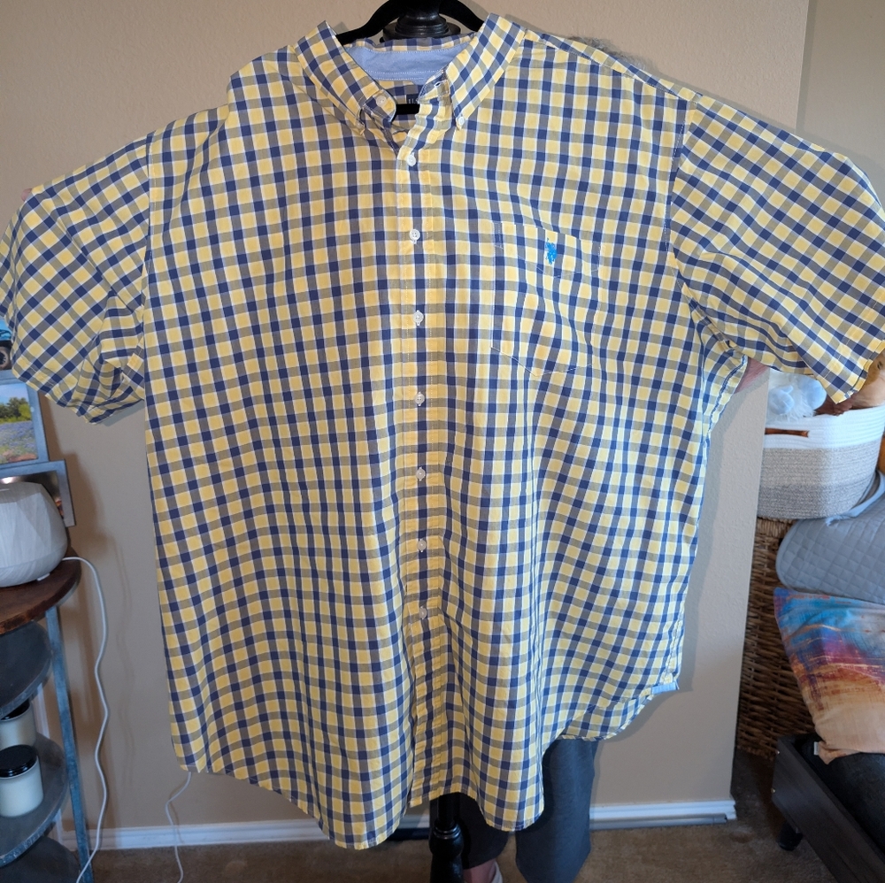 Men's Yellow and Blue Checkered  Shirt
